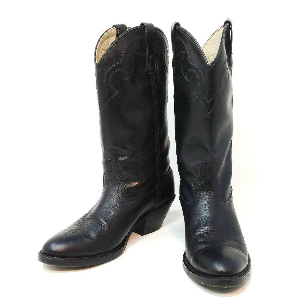 Mens Dingo Black Leather Western Cowboy Boots 8D